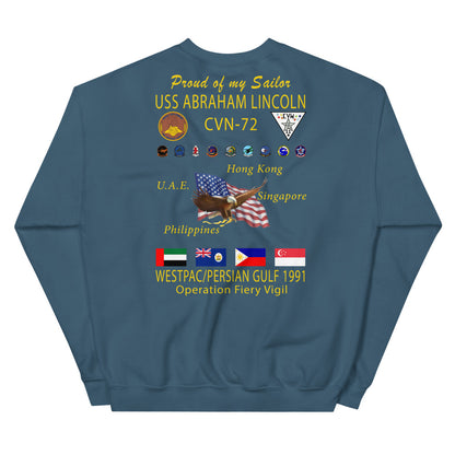 USS Abraham Lincoln (CVN-72) 1991 Cruise Sweatshirt - FAMILY