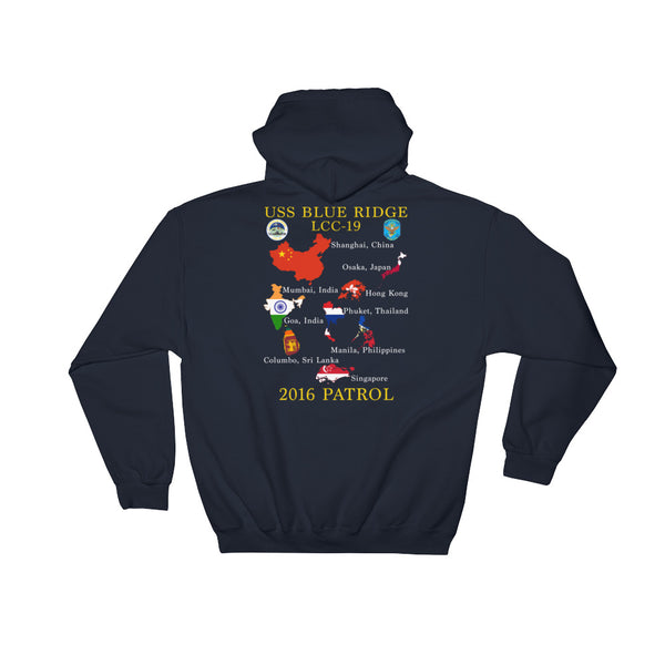 USS Blue Ridge (LCC-19) 2016 Patrol Hoodie - Map