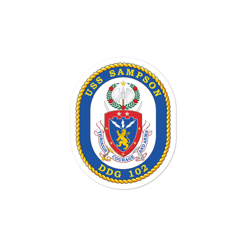 USS Sampson (DDG-102) Ship's Crest Vinyl Sticker