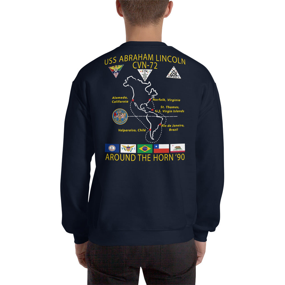 USS Abraham Lincoln (CVN-72) 1990 Around The Horn Cruise Sweatshirt