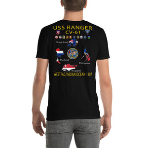 USS Ranger (CV-61) 1987 Cruise Shirt - Map