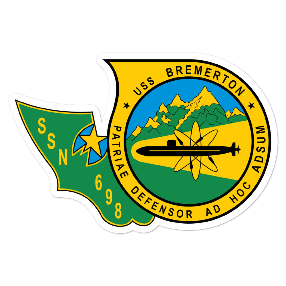 USS Bremerton (SSN-698) Ship's Crest Vinyl Sticker