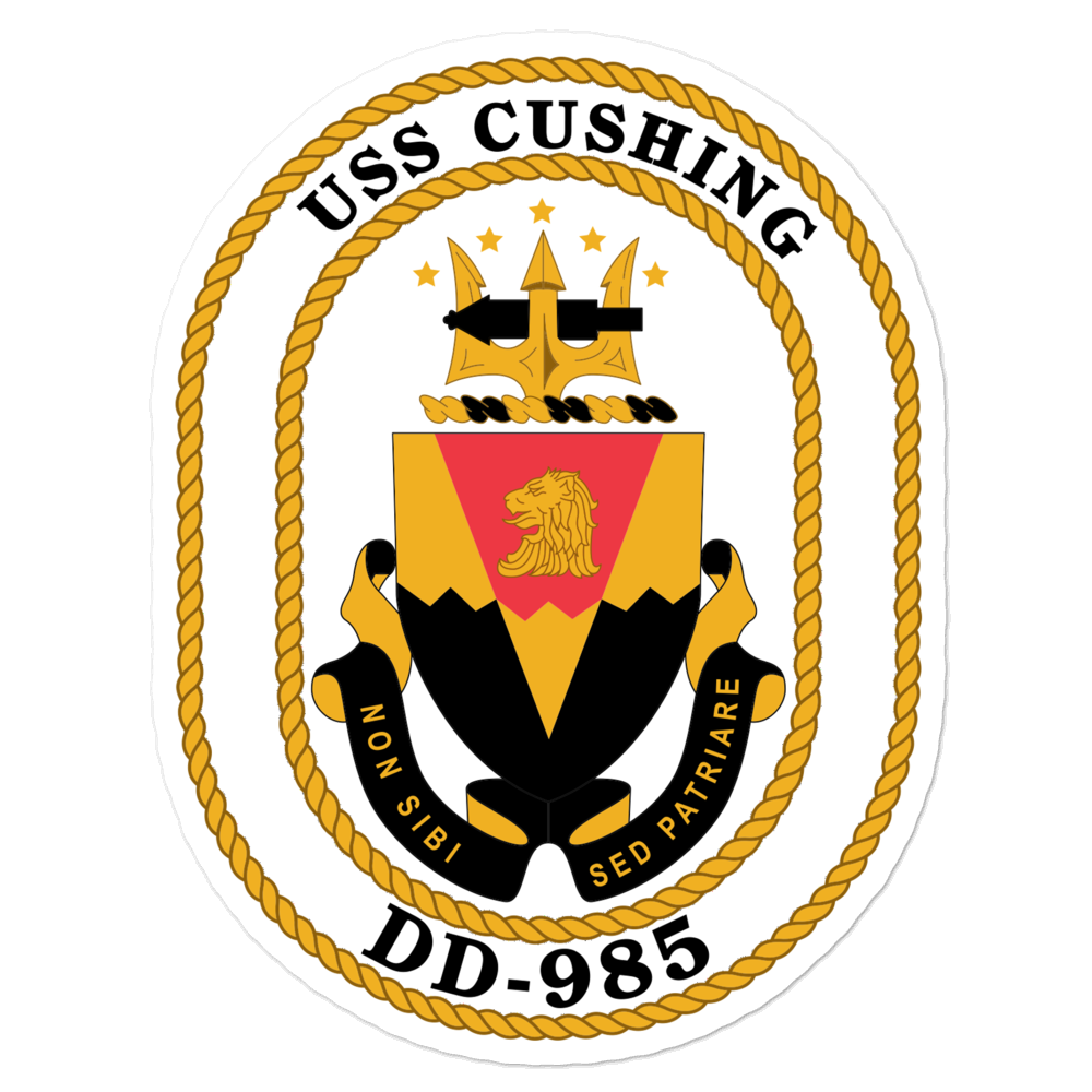 USS Cushing (DD-985) Ship's Crest Vinyl Sticker