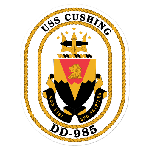 USS Cushing (DD-985) Ship's Crest Vinyl Sticker
