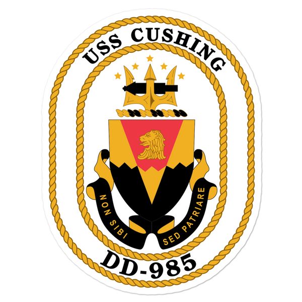USS Cushing (DD-985) Ship's Crest Vinyl Sticker