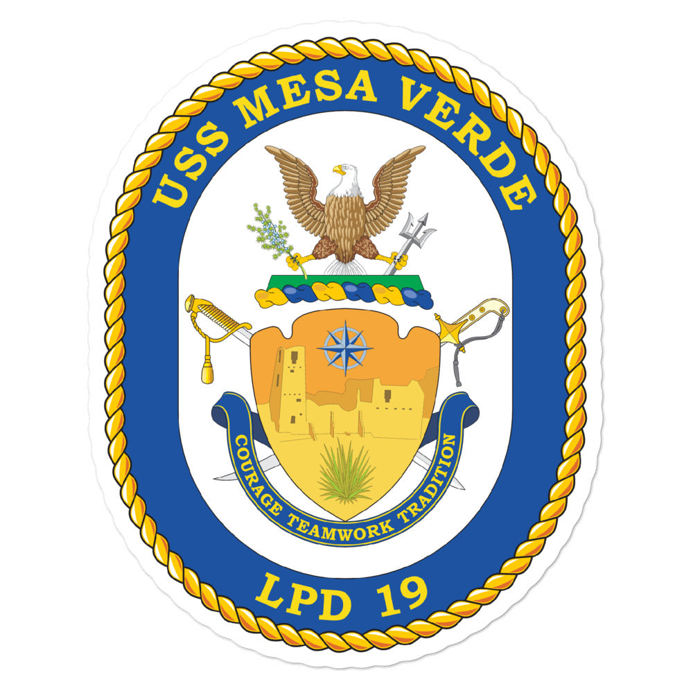 USS Mesa Verde (LPD-19) Ship's Crest Vinyl Sticker