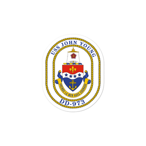 USS John Young (DD-973) Ship's Crest Vinyl Sticker