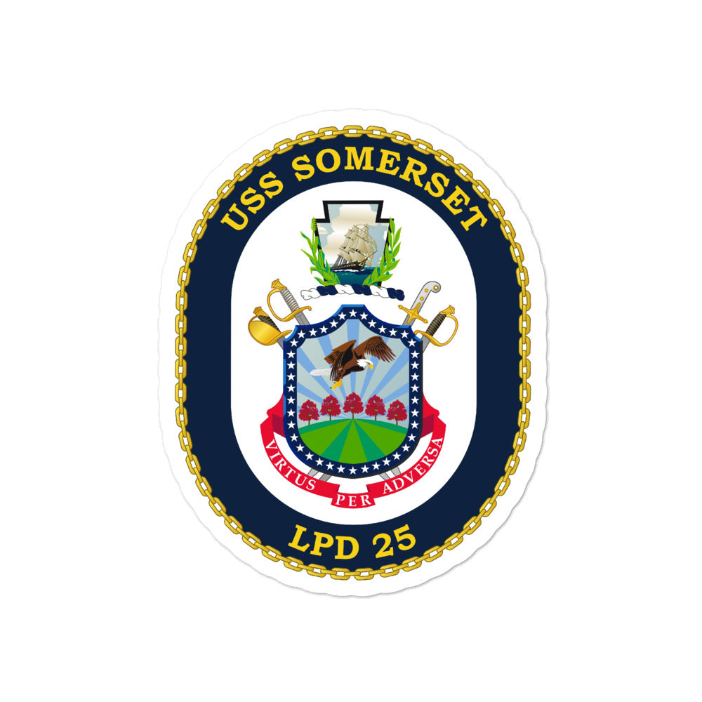 USS Somerset (LPD-25) Ship's Crest Vinyl Sticker