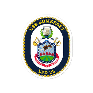 USS Somerset (LPD-25) Ship's Crest Vinyl Sticker