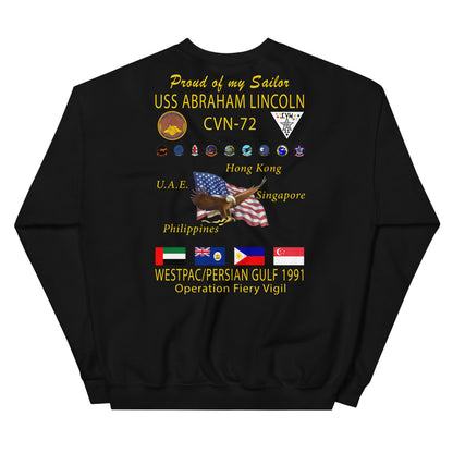 USS Abraham Lincoln (CVN-72) 1991 Cruise Sweatshirt - FAMILY