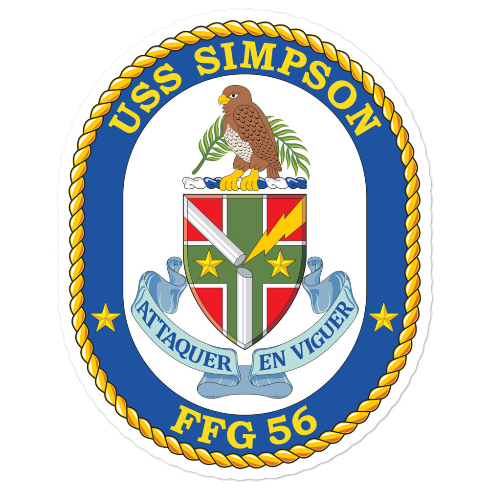 USS Simpson (FFG-56) Ship's Crest Vinyl Sticker