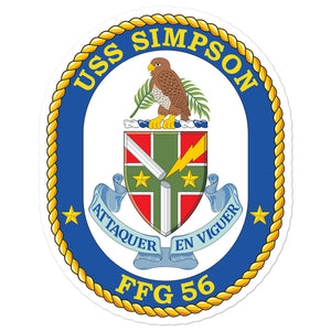 USS Simpson (FFG-56) Ship's Crest Vinyl Sticker