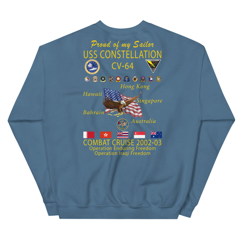 USS Constellation (CV-64) 2002-03 Cruise Sweatshirt - FAMILY