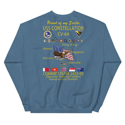 USS Constellation (CV-64) 2002-03 Cruise Sweatshirt - FAMILY