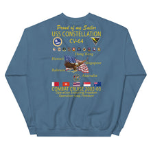 Load image into Gallery viewer, USS Constellation (CV-64) 2002-03 Cruise Sweatshirt - FAMILY
