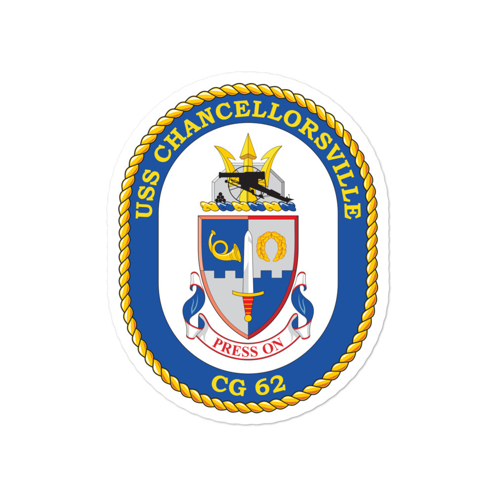 USS Chancellorsville (CG-62) Ship's Crest Vinyl Sticker
