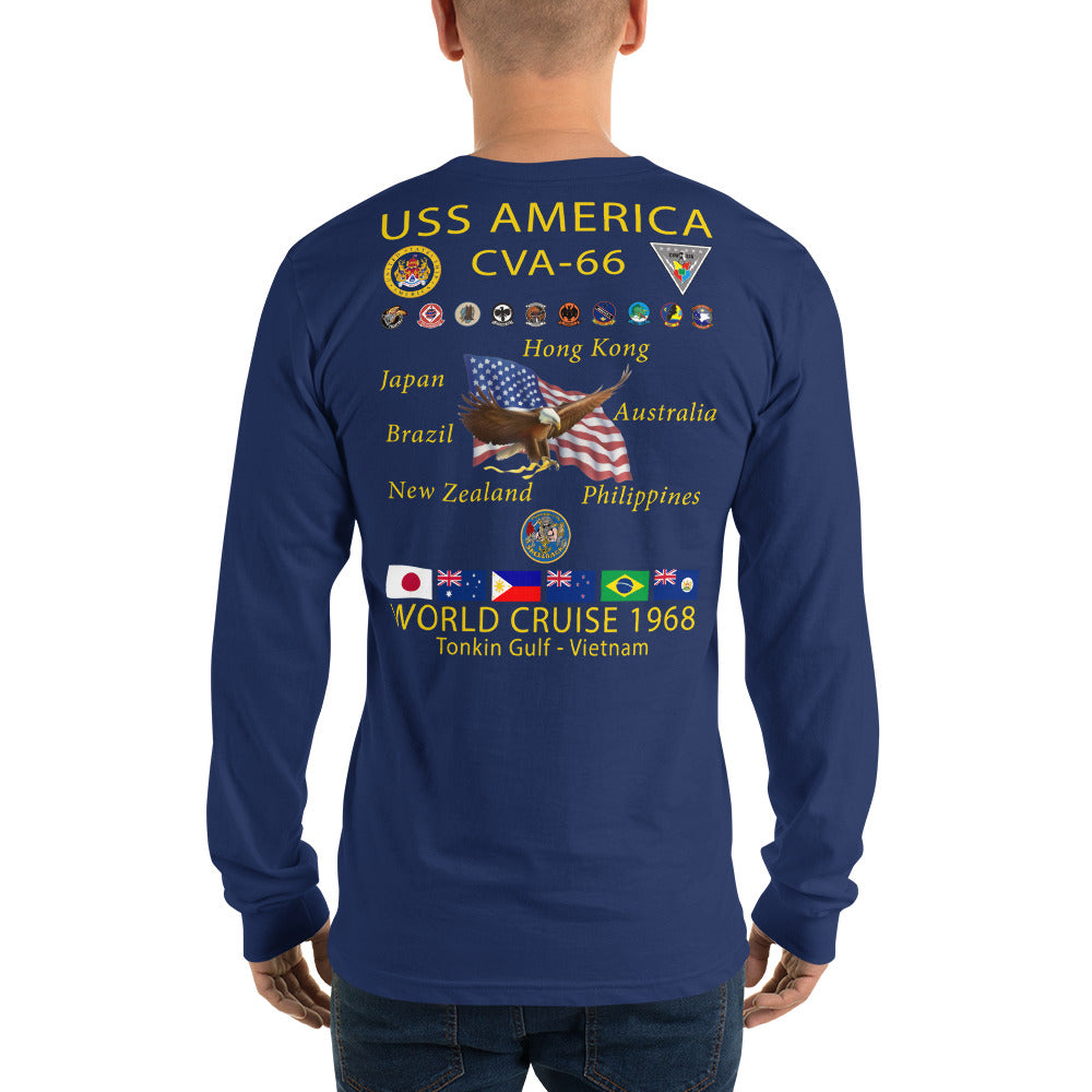 USS America (CVA-66) 1968 Cruise Shirt Long Sleeve Cruise Shirt