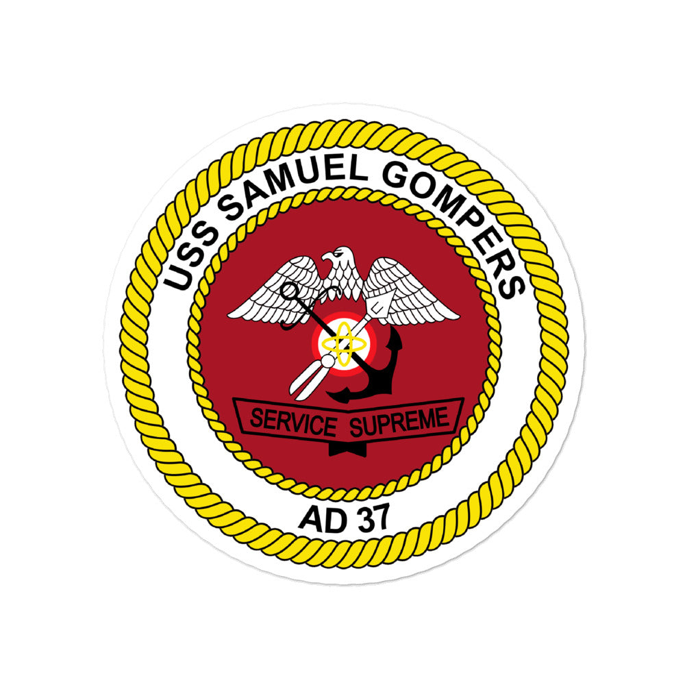 USS Samuel Gompers (AD-37) Ship's Crest Vinyl Sticker