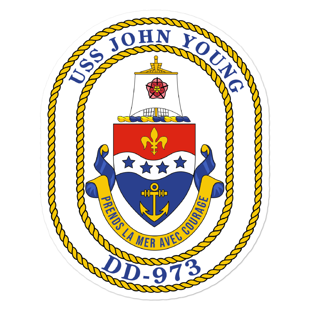 USS John Young (DD-973) Ship's Crest Vinyl Sticker