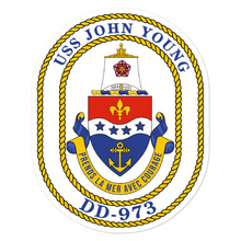 Load image into Gallery viewer, USS John Young (DD-973) Ship&#39;s Crest Vinyl Sticker