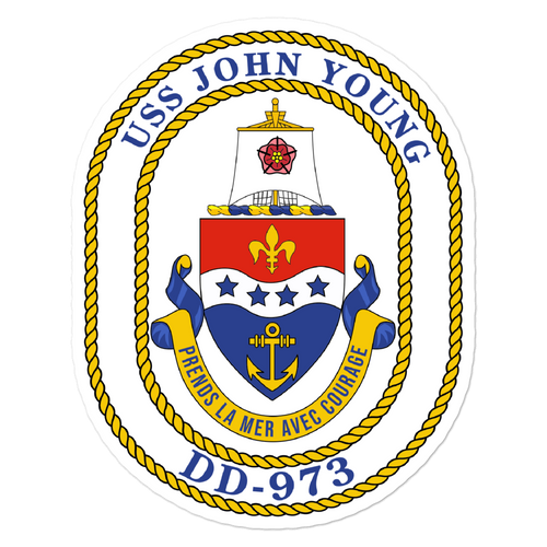 USS John Young (DD-973) Ship's Crest Vinyl Sticker