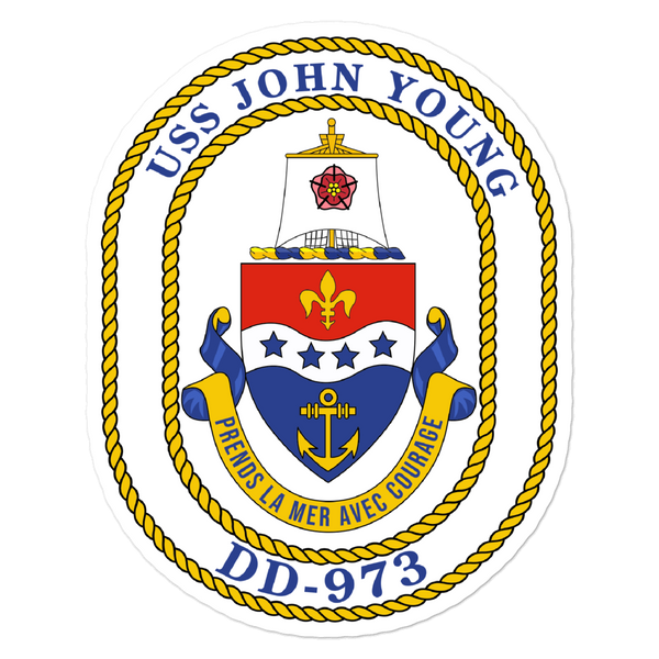 USS John Young (DD-973) Ship's Crest Vinyl Sticker