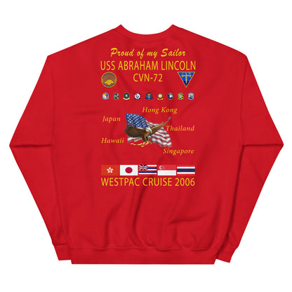 USS Abraham Lincoln (CVN-72) 2006 Cruise Sweatshirt - Family