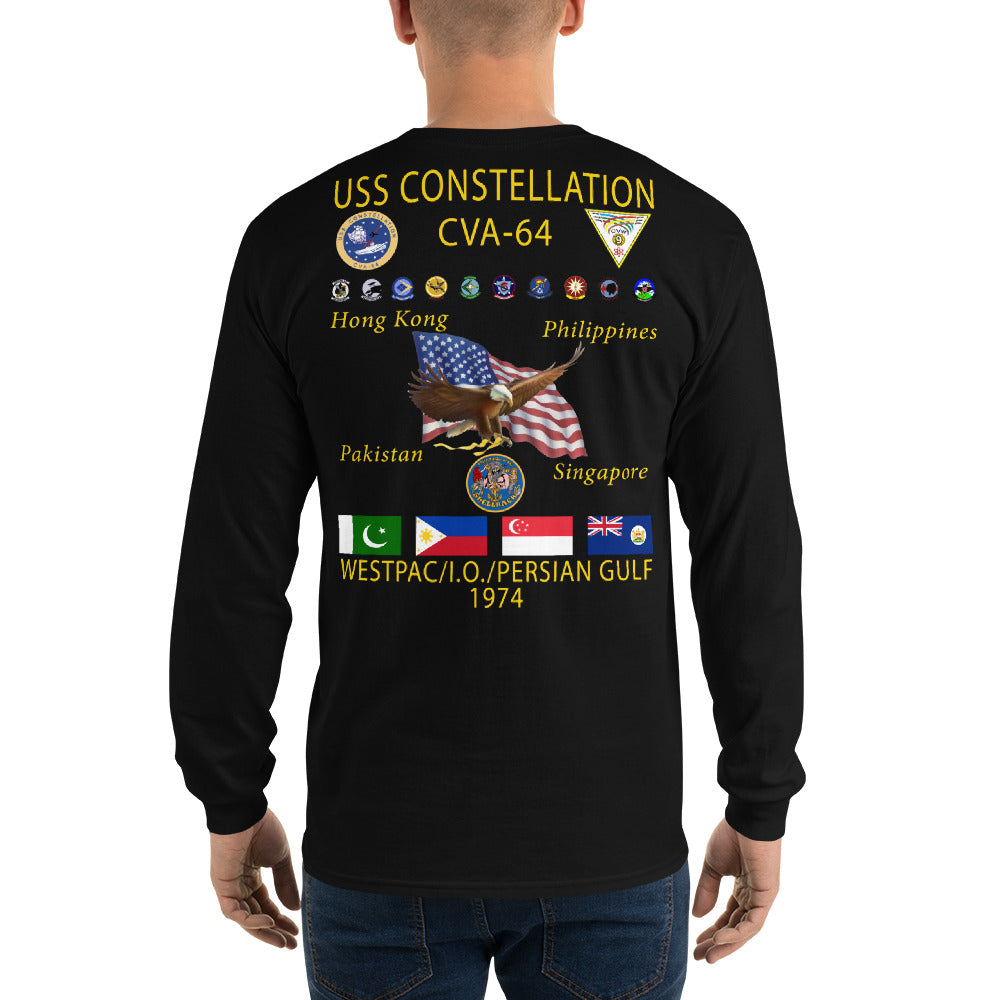 USS Constellation (CVA-64) 1974 Long Sleeve Cruise Shirt