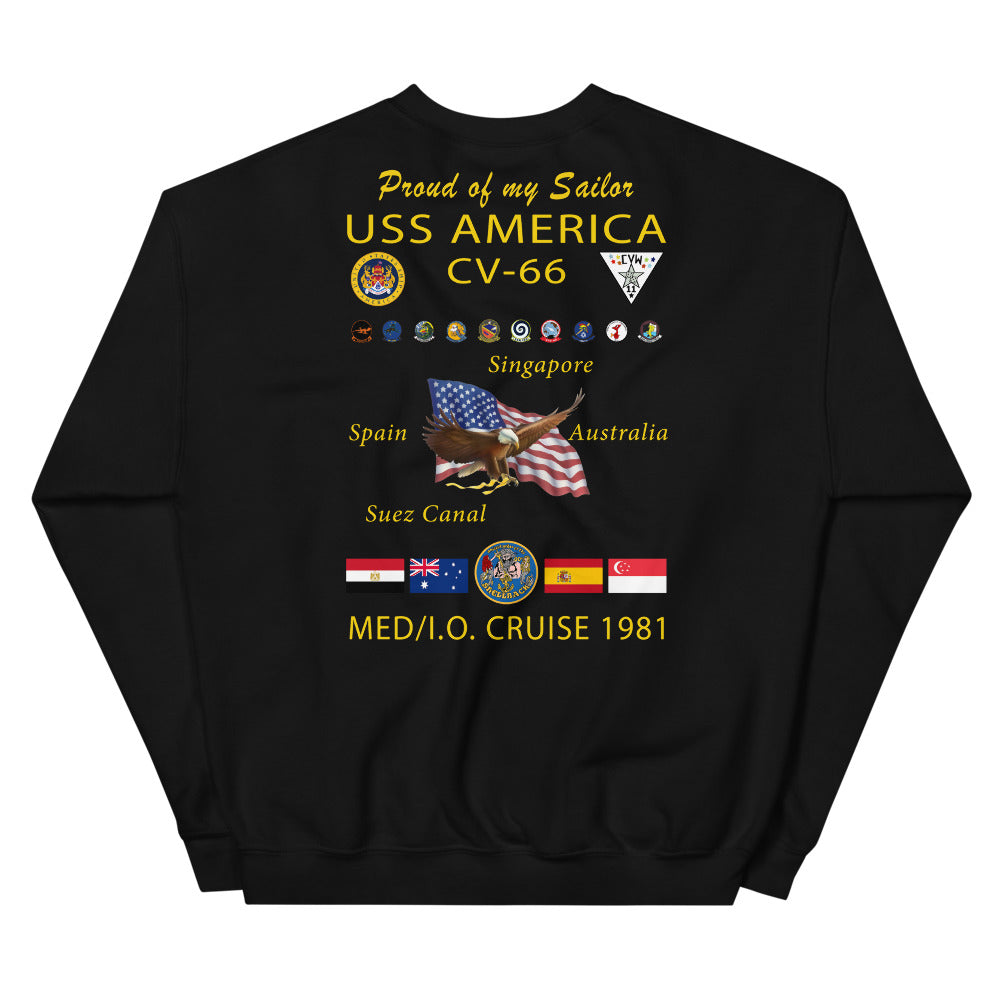 USS America (CV-66) 1981 Cruise Sweatshirt - FAMILY
