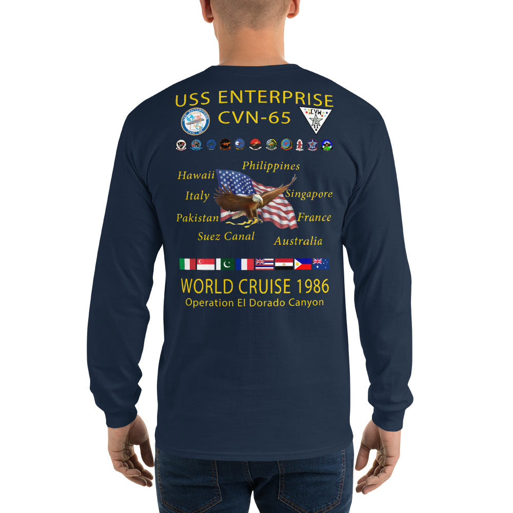 USS Enterprise (CVN-65) 1986 Long Sleeve Cruise Shirt
