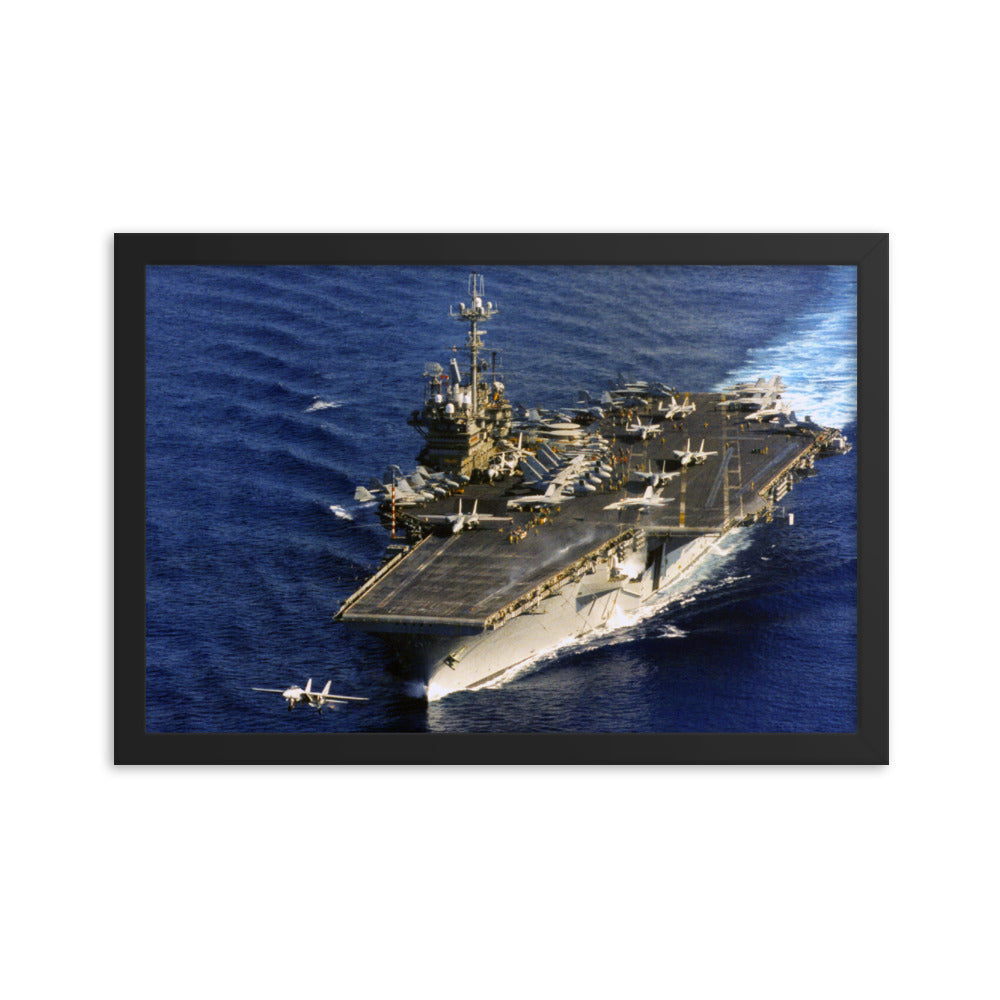 USS Independence (CV-62) Framed Ship Launching F-14 Tomcat Photo