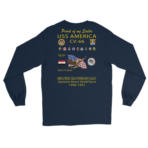 USS America (CV-66) 1990-91 Long Sleeve Cruise Shirt ver 1 - FAMILY
