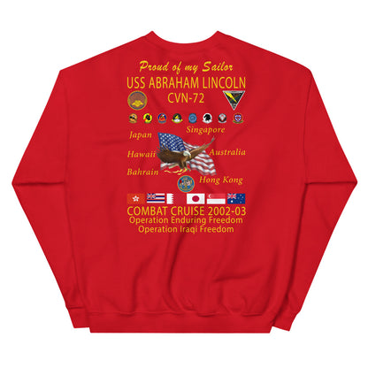 USS Abraham Lincoln (CVN-72) 2002-03 Cruise Sweatshirt - Family
