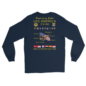 USS America (CV-66) 1989 Long Sleeve Cruise Shirt - FAMILY