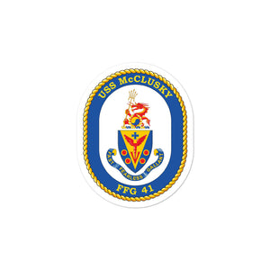 USS McClusky (FFG-41) Ship's Crest Vinyl Sticker