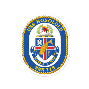 USS Honolulu (SSN-718) Ship's Crest Vinyl Sticker