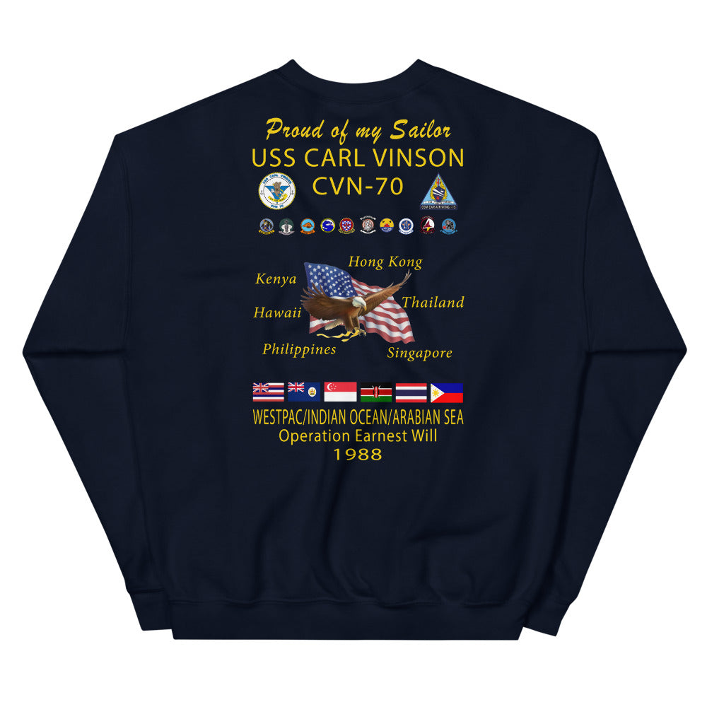 USS Carl Vinson (CVN-70) 1988 Cruise Sweatshirt - Family