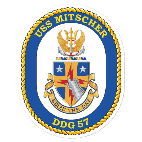 USS Mitscher (DDG-57) Ship's Crest Vinyl Sticker
