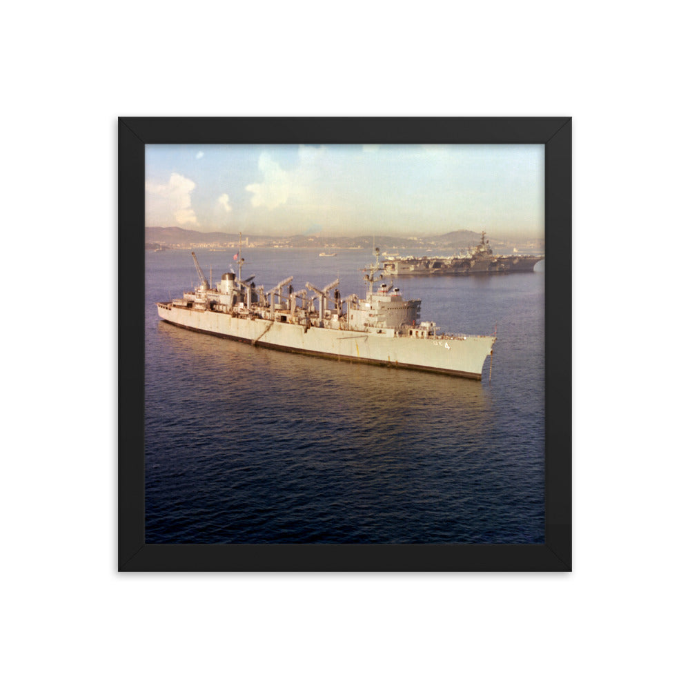 USS Detroit (AOE-4) Framed Ship Photo - w/ USS Independence (CV-62) in France