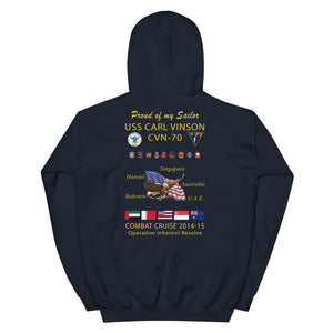 USS Carl Vinson (CVN-70) 2014-15 Cruise Hoodie - FAMILY