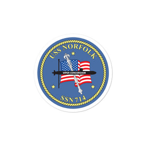 USS Norfolk (SSN-714) Ship's Crest Vinyl Sticker