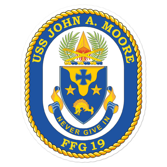USS John A. Moore (FFG-19) Ship's Crest Vinyl Sticker