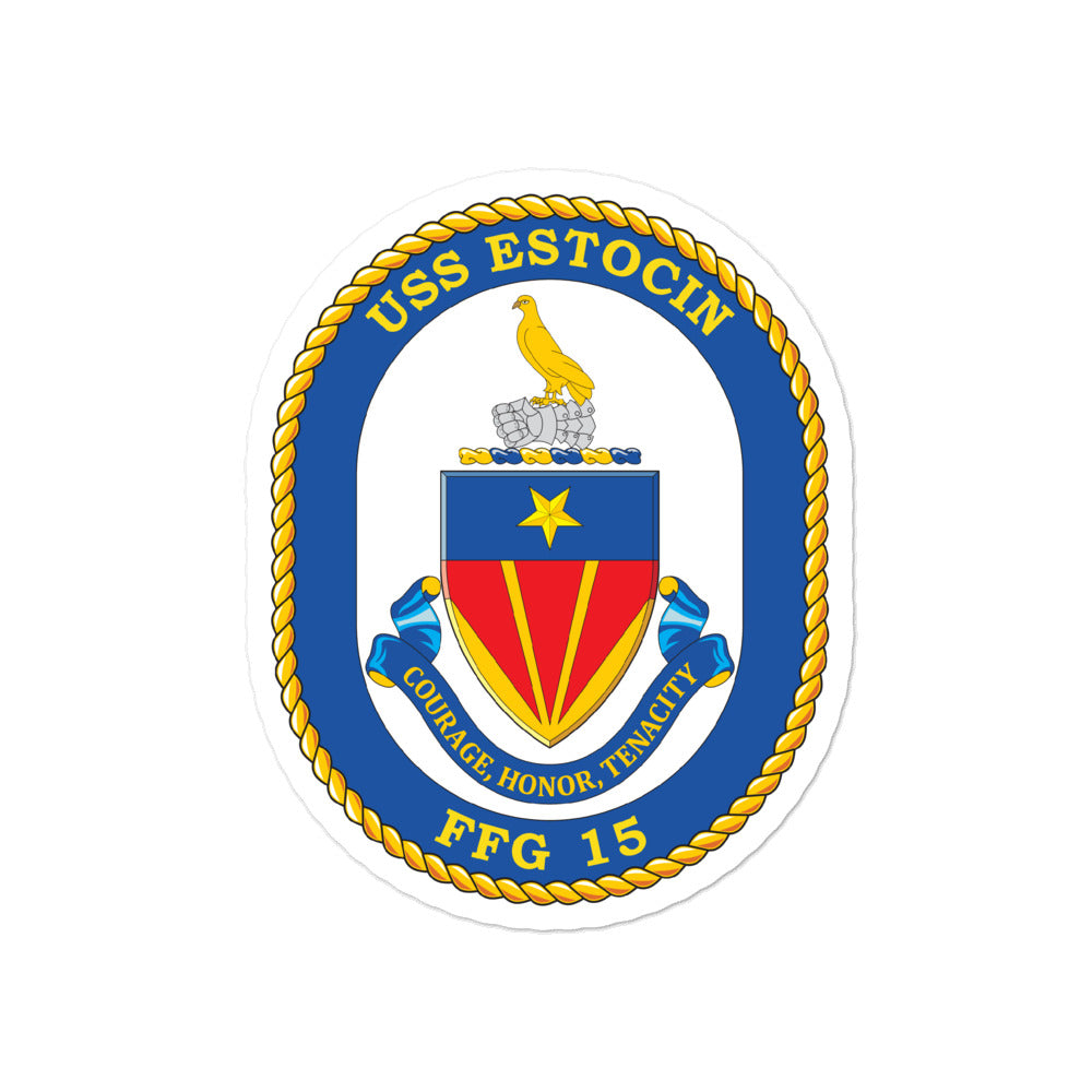 USS Estocin (FFG-15) Ship's Crest Vinyl Sticker