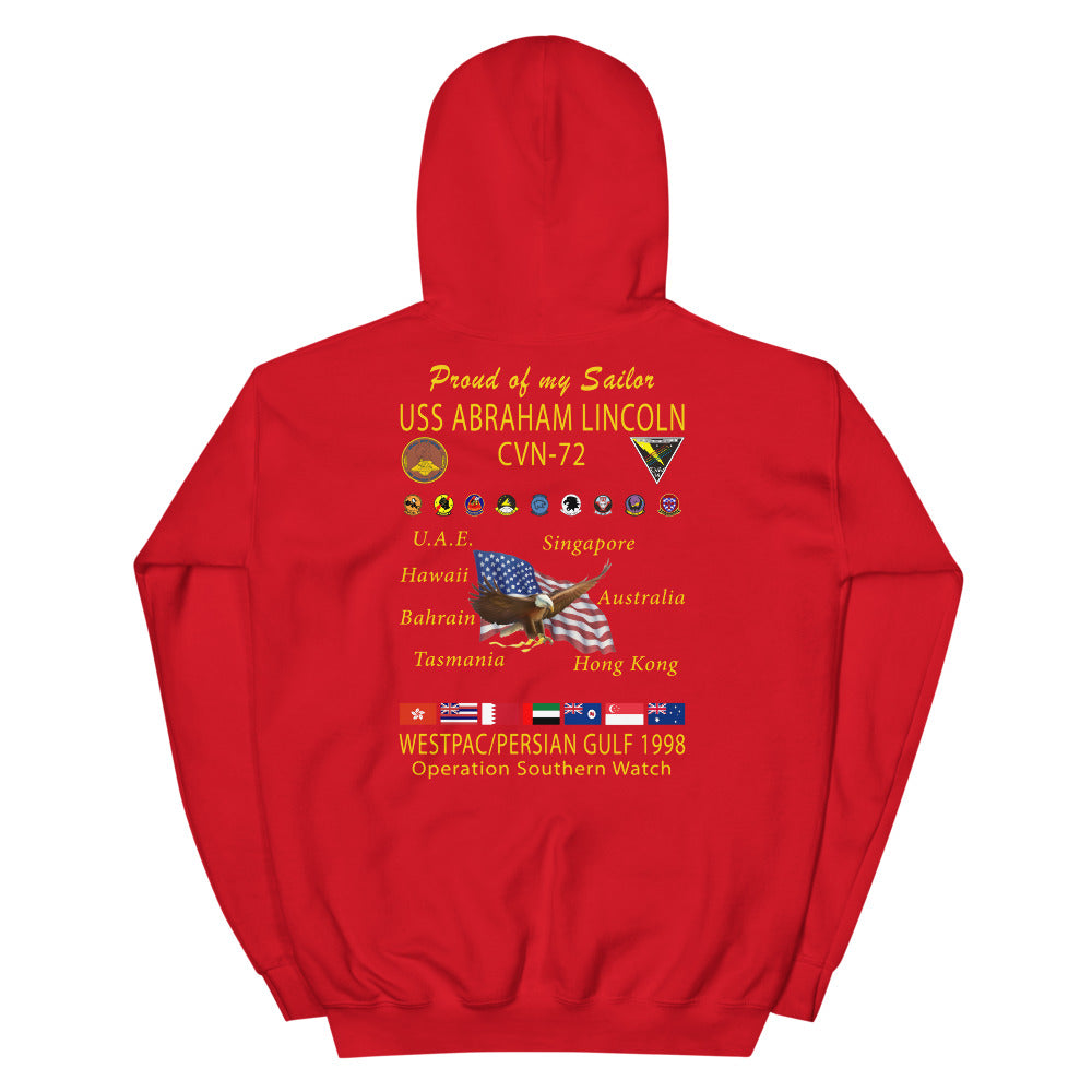 USS Abraham Lincoln (CVN-72) 1998 Cruise Hoodie - Family