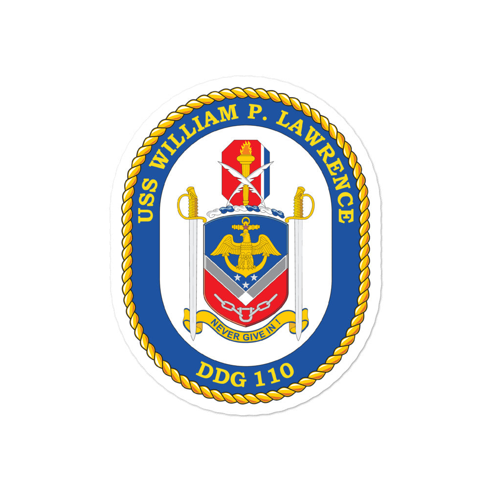 USS William P. Lawrence (DDG-110) Ship's Crest Vinyl Sticker