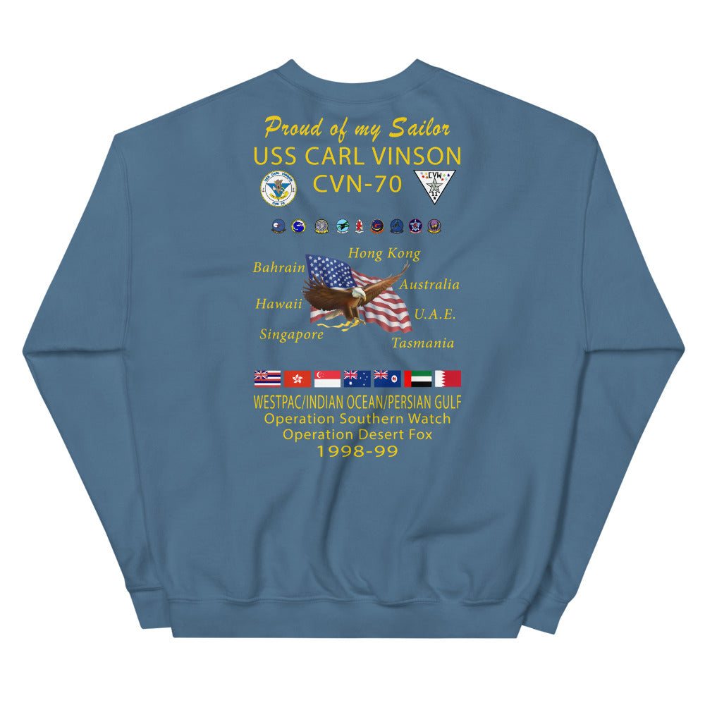 USS Carl Vinson (CVN-70) 1998-99 Cruise Sweatshirt - Family
