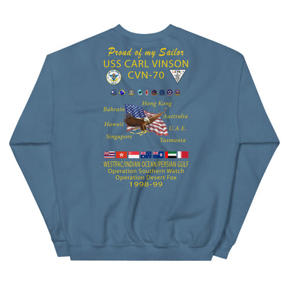 USS Carl Vinson (CVN-70) 1998-99 Cruise Sweatshirt - Family