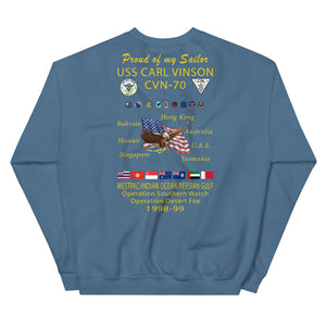 USS Carl Vinson (CVN-70) 1998-99 Cruise Sweatshirt - Family