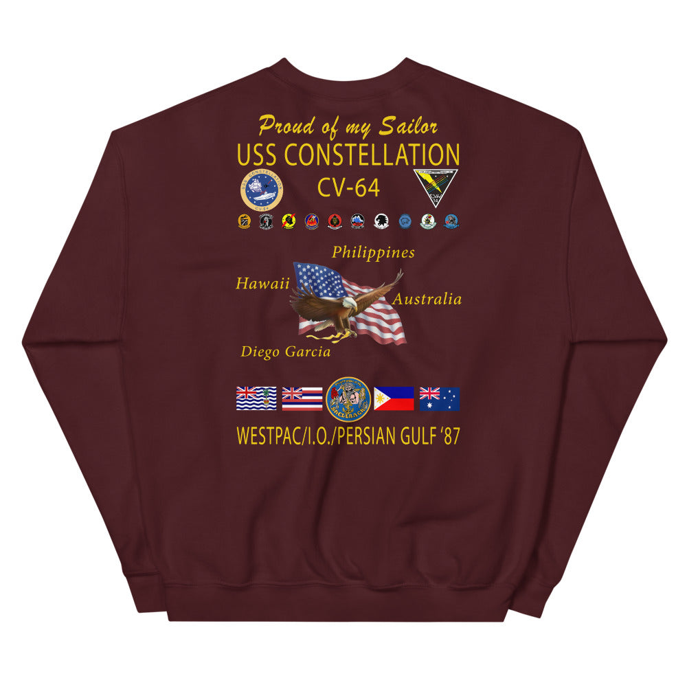 USS Constellation (CV-64) 1987 Cruise Sweatshirt - FAMILY