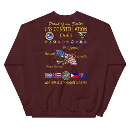 USS Constellation (CV-64) 1987 Cruise Sweatshirt - FAMILY